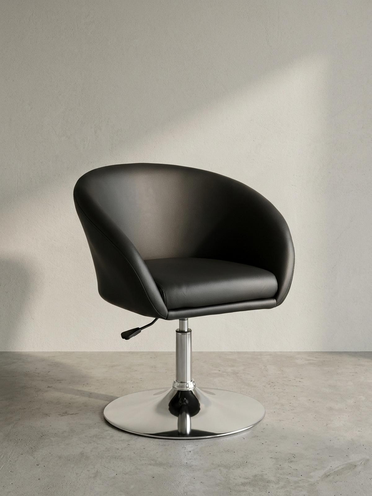 LOUNGESESSEL verstellbare Sitzhöhe mit Trompetenfuß Retro LIFT , Schwarz 62x55x84 cm - Silberfarben/Schwarz, Kunststoff/Textil (62/84/55cm) - KADIMA DESIGN