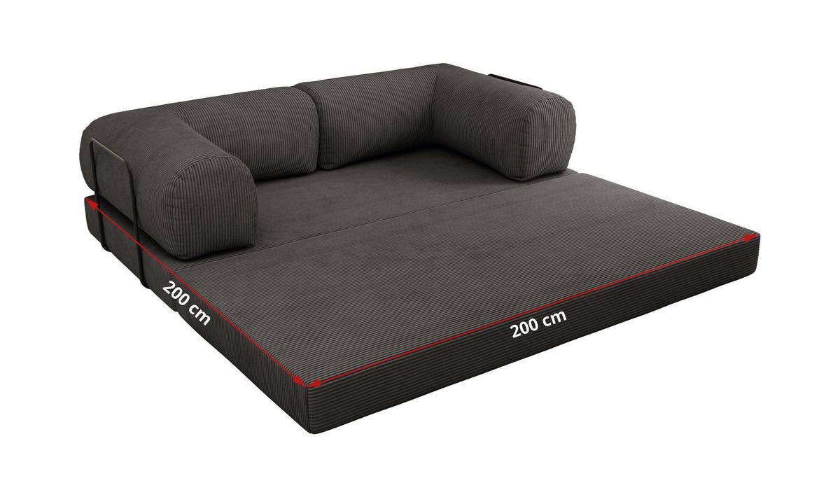 3-SITZER SOFA ORSETTO - Dunkelgrau Cord - Dunkelgrau/Schwarz, Textil/Metall (200/70/100cm) - MKS