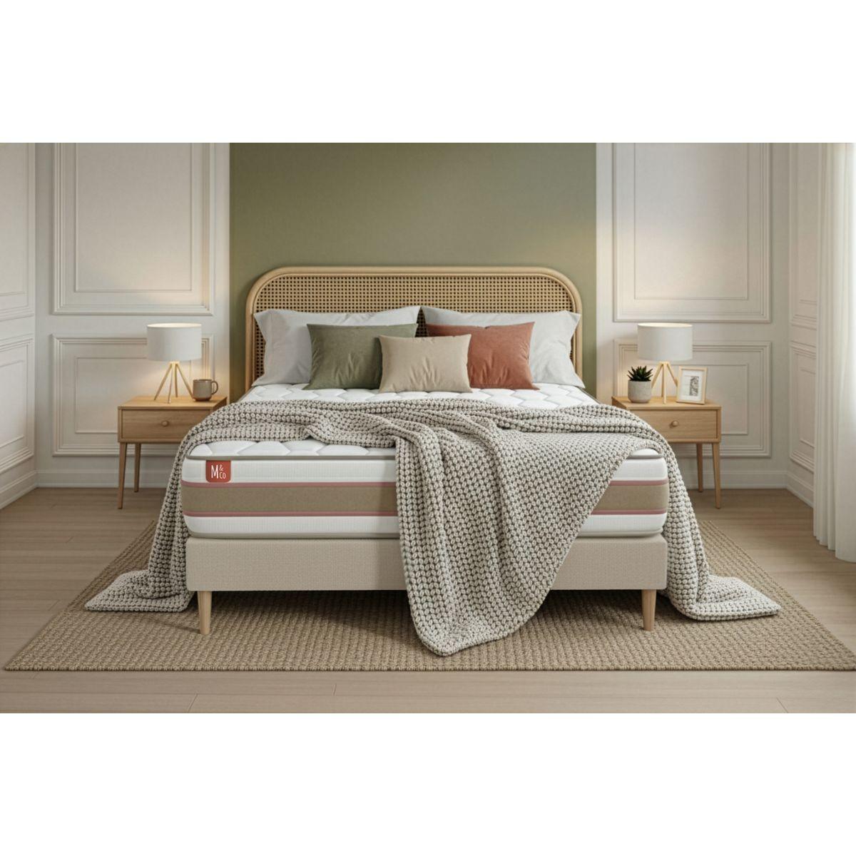 MATRATZE Le Délicat Taschenfederkern und Memory-Schaum 90 x 190 cm h1 - Weiß, Textil (90/190cm) - Marmottes & Co