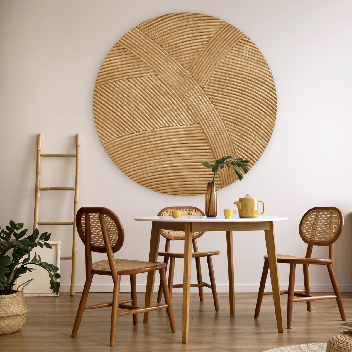 WANDBILD Struktur - Natur - Kunst - Rattan Wandbild 120x120 cm - Naturfarben, Kunststoff (120/120cm) - MuchoWow