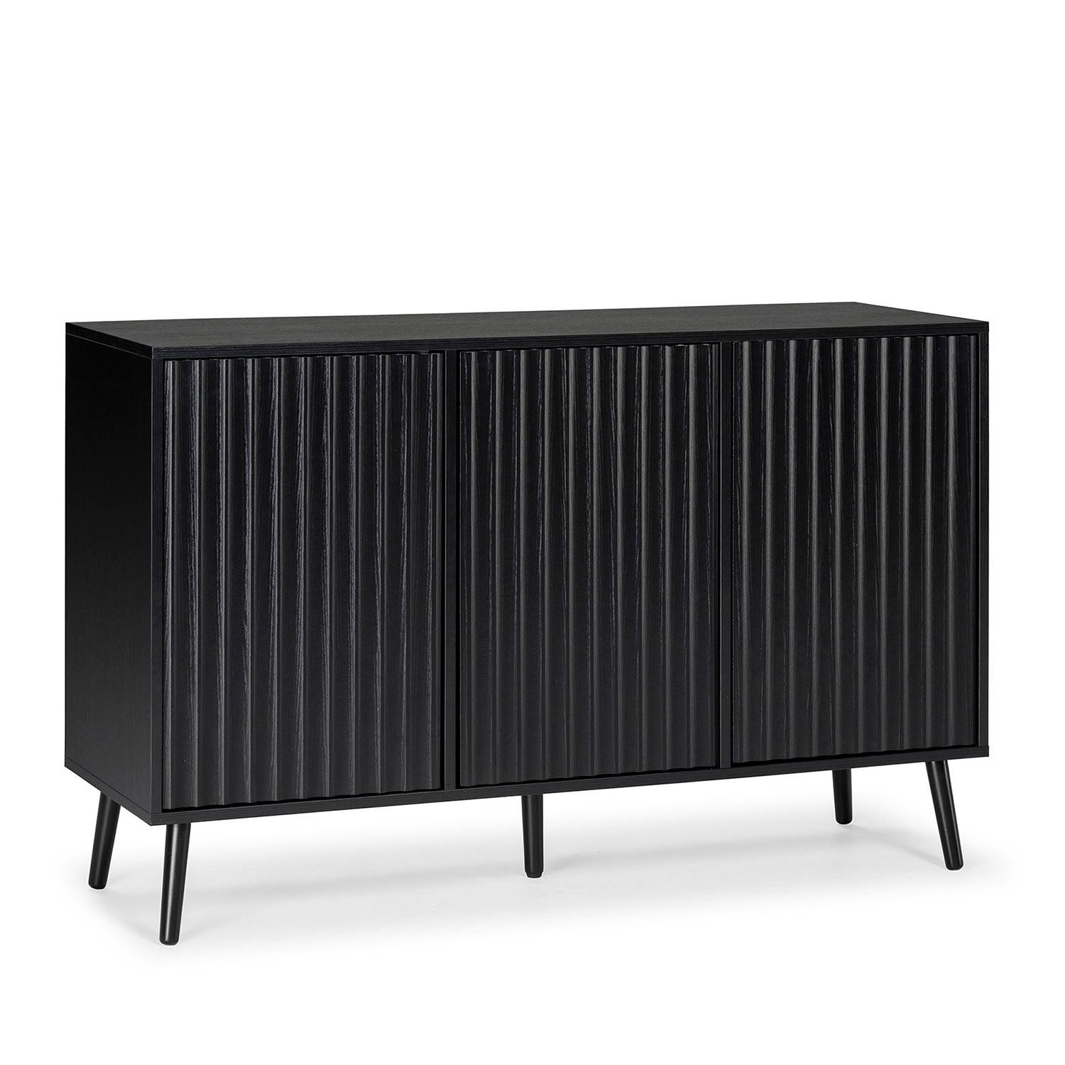 SIDEBOARD Lluvia 3 Türen, Schwarz - Schwarz, Holzwerkstoff (120/76/40cm)