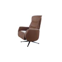 RELAXSESSEL SARI Braun Leder Relaxfunktion - Schwarz/Braun, Leder/Metall (77/108/89cm) - KAWOLA