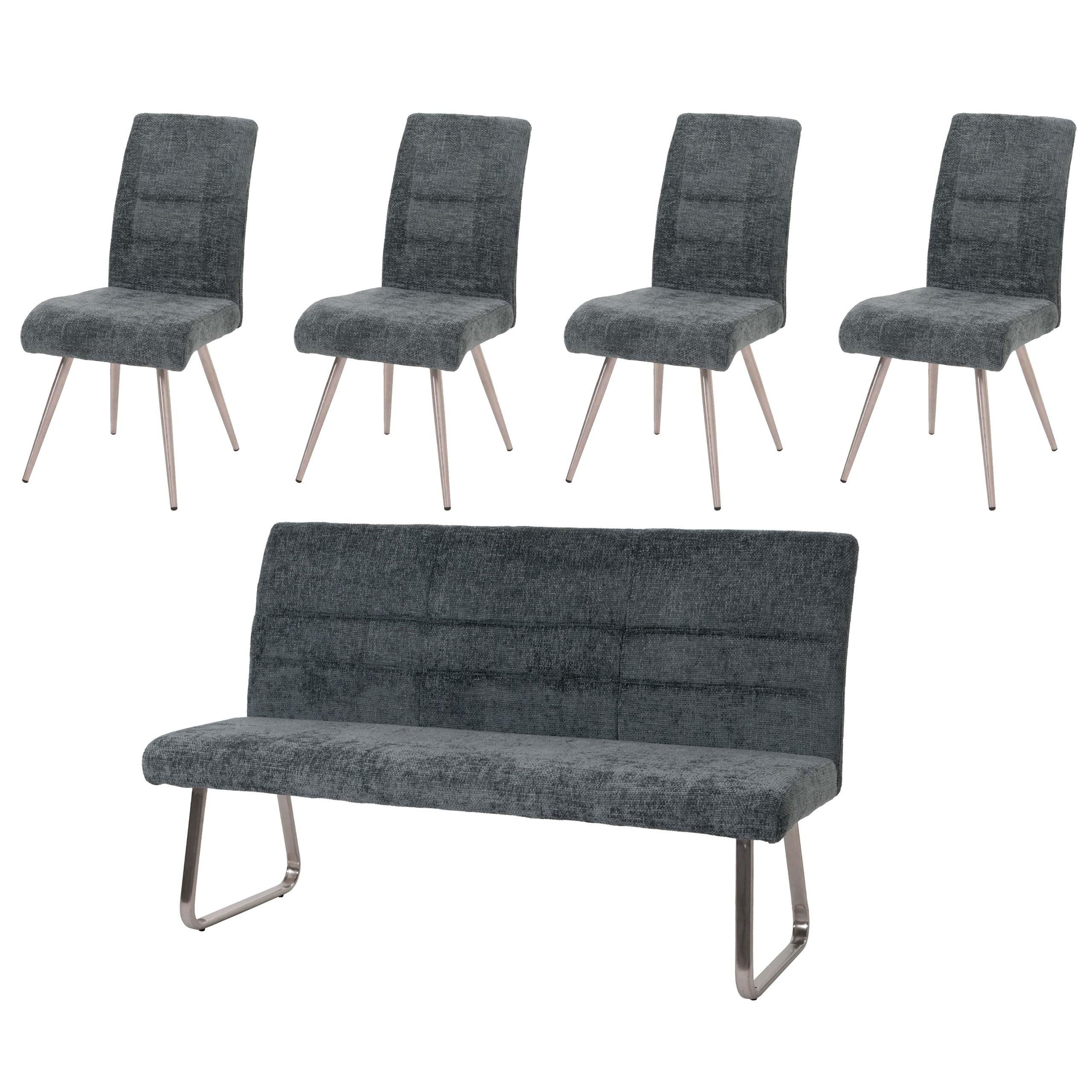 ESSZIMMER-SET Blau 5er-Set - Blau, Textil (180/99/65cm) - MCW