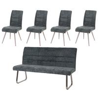 ESSZIMMER-SET Blau 5er-Set - Blau, Textil (180/99/65cm) - MCW