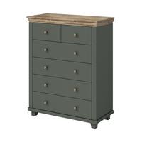 KOMMODE EVOLETTA 90/113/42 cm mit 6 Schubladen Grün - Grün, Holzwerkstoff (90/113/42cm) - MASSENO