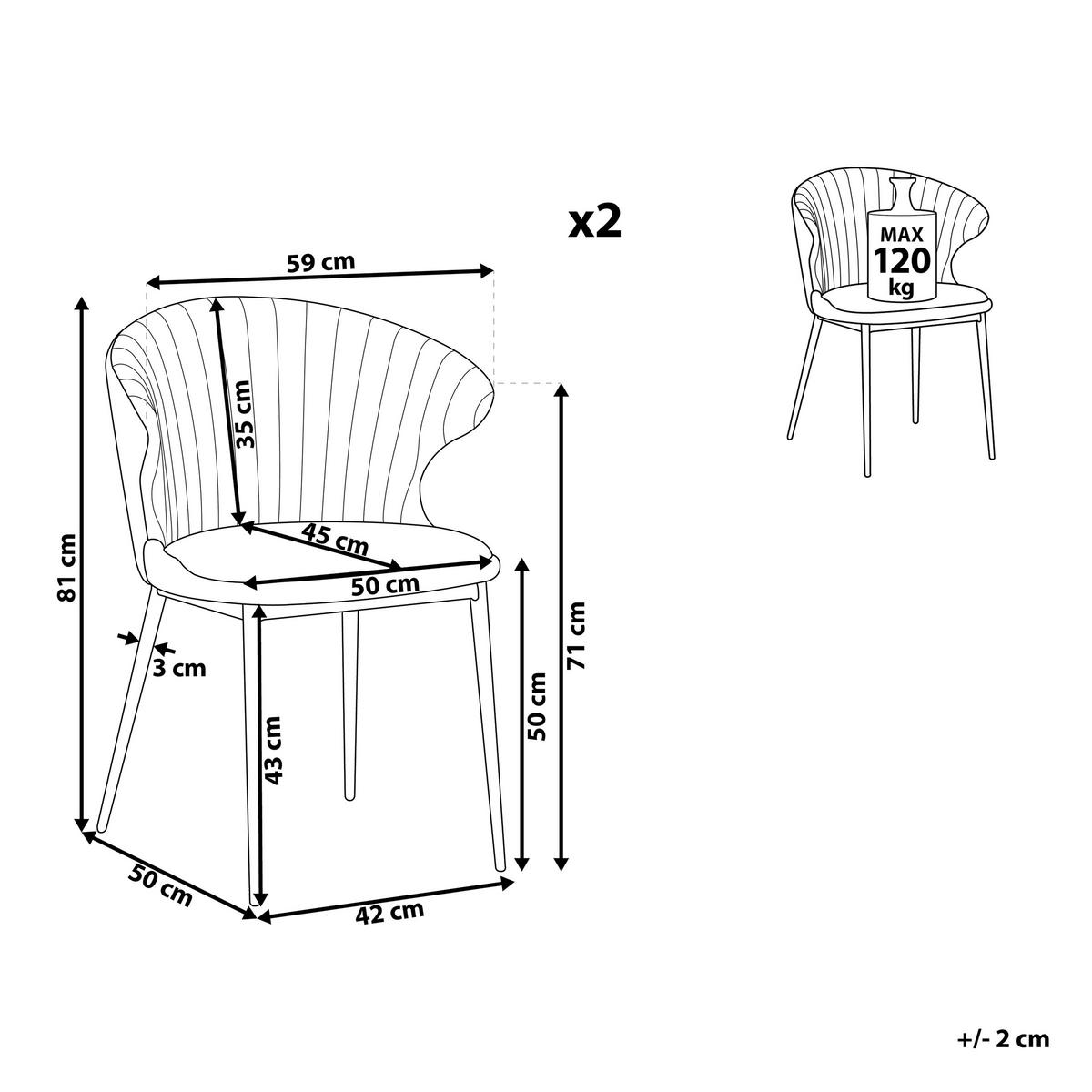 ESSZIMMERSTUHL 2er-Set Samtstoff Gelb Augusta - Gelb, Textil/Metall (59/81/50cm) - Beliani
