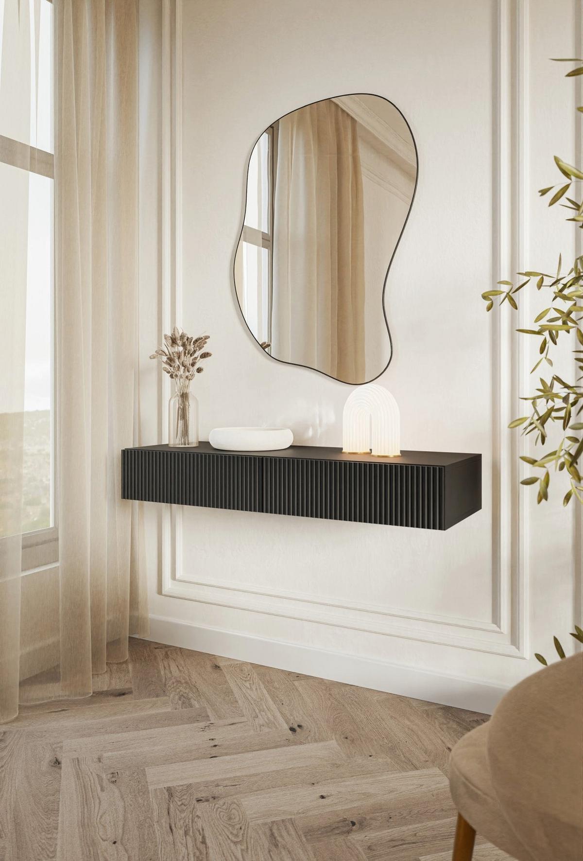 SCHMINKTISCH Veldio Schwarz 110 cm - Schwarz, Holzwerkstoff (110/16/40cm) - Selsey