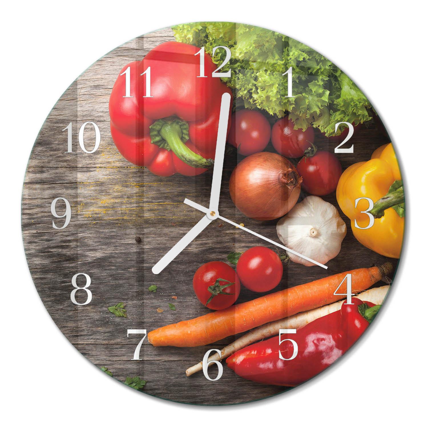 WANDUHR aus Glas Ø30 cm - Gemüse - Multicolor, Glas (30/30/0.4cm) - TULUP