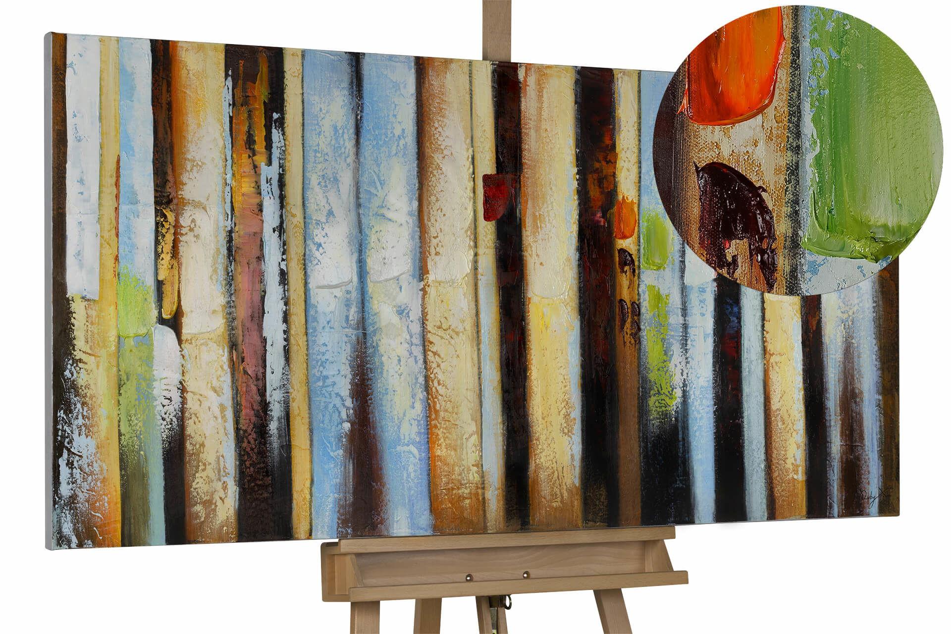 ÖLGEMÄLDE 140/70 cm - Blau/Gelb, Holz/Textil (140/70cm) - KUNSTLOFT