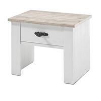 NACHTTISCH Pinie weiß, Oslo Pinie Landhaus, Nachtkommode, 58 x 45 cm - Weiß/Pinienfarben, Holzwerkstoff/Metall (40/86/58cm) - Furn.Design