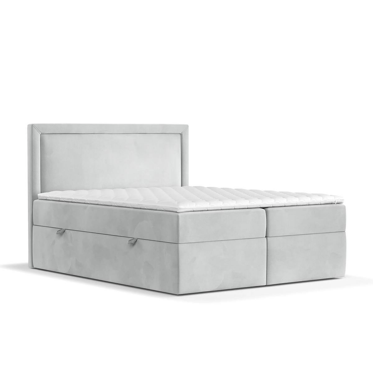 BOXBETT Jodan 200/200 cm Hellgrau im Magic Velvet Stoff - Hellgrau/Schwarz, Holz/Holzwerkstoff (200/200cm) - AltaBeds
