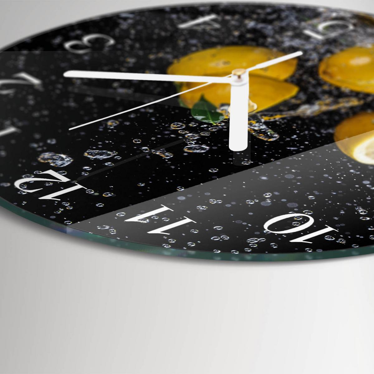 WANDUHR aus Glas Ø30 cm - Zitronen - Gelb, Glas (30/30/0.4cm) - TULUP