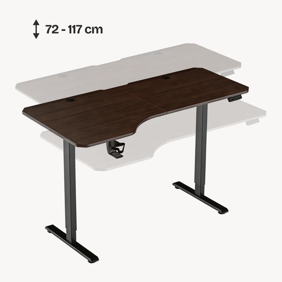 VERSTELLBARER TISCH Stryn - Walnussfarben/Schwarz, Holzwerkstoff/Metall (75/160/117cm) - pro.tec
