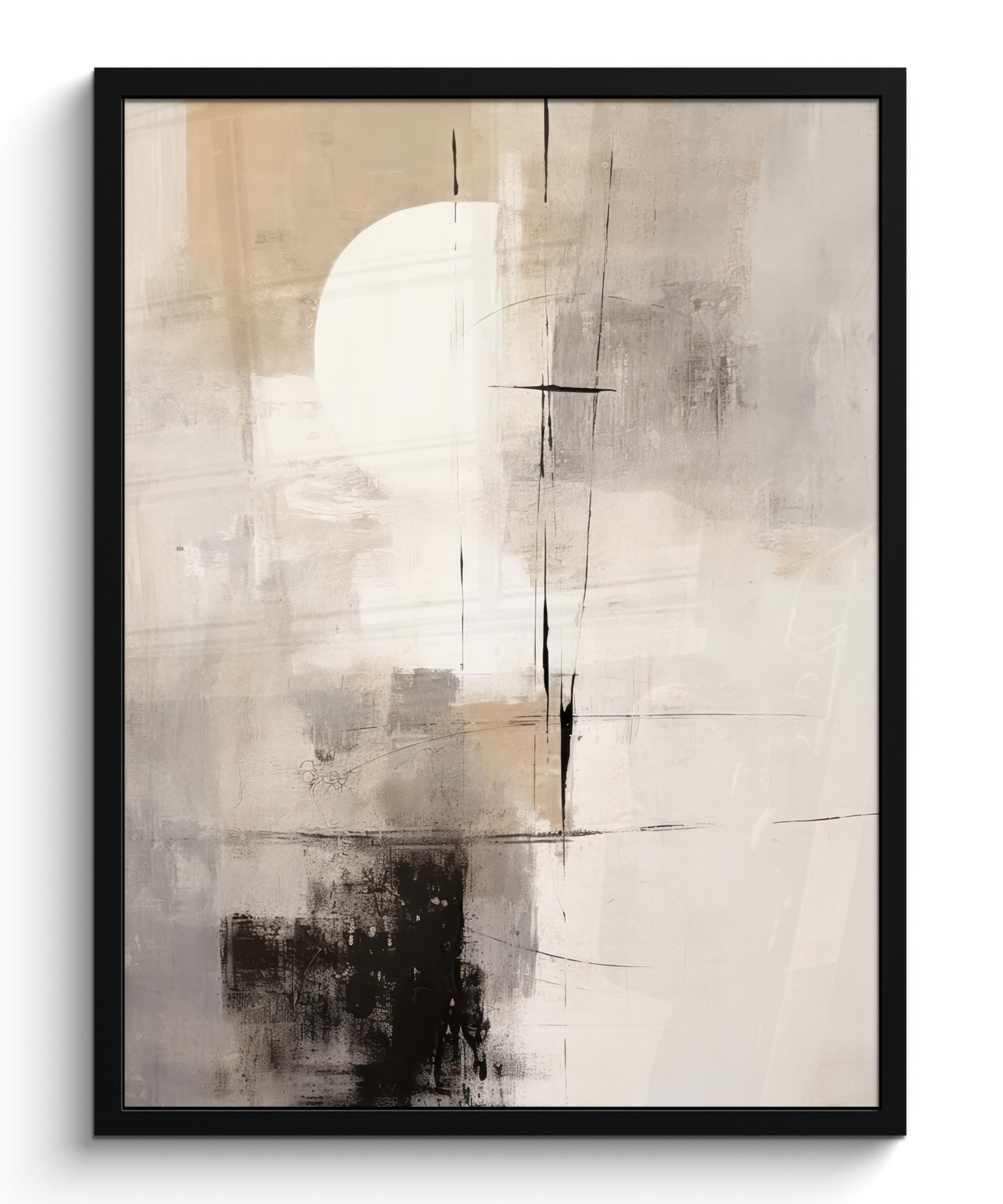 POSTER MIT RAHMEN Abstrakt - Kunst - Grau Posterleiste 60x80 cm - Hellgrau, Papier (60/80cm) - MuchoWow