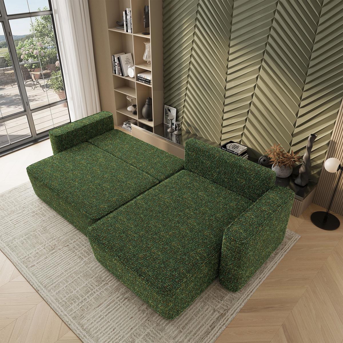ECKSOFA BELARO BL Grün Chenille mit Schlaffunktion - Grün, Holz/Textil (280/162cm) - MASSENO