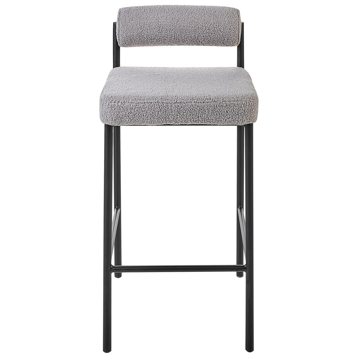 BARSTÜHLEN 2er-Set Bouclé Grau Amaya - Grau, Textil (42/82/42cm) - Beliani
