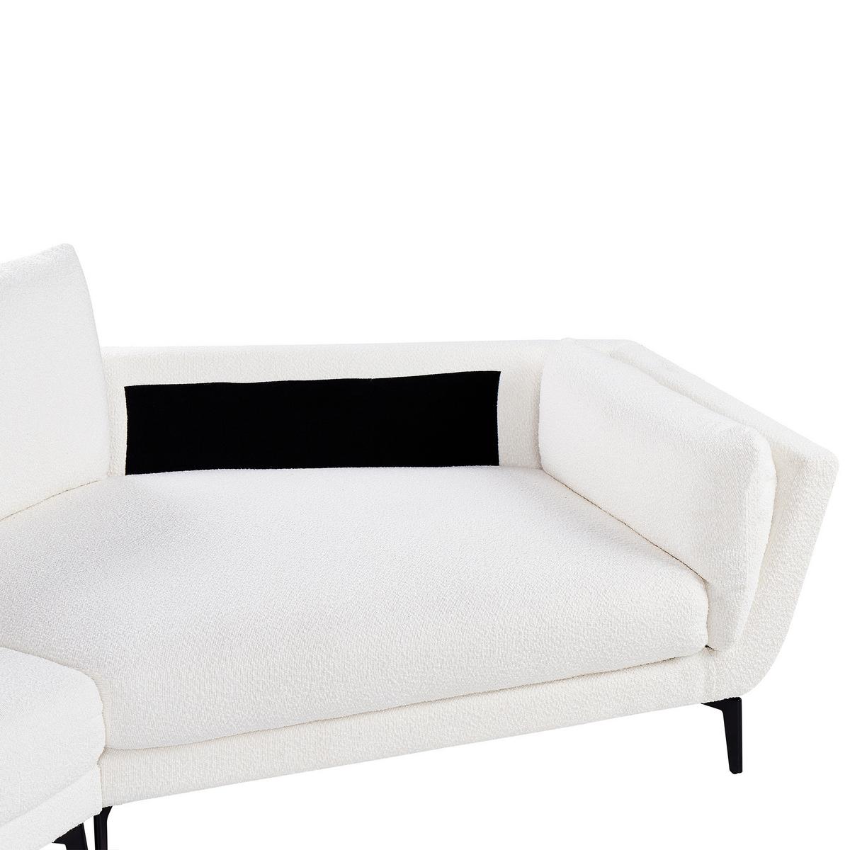 3-SITZER-SOFA Bouclé Weiß Kansseli - Weiß, Textil (341/70/115cm) - Beliani