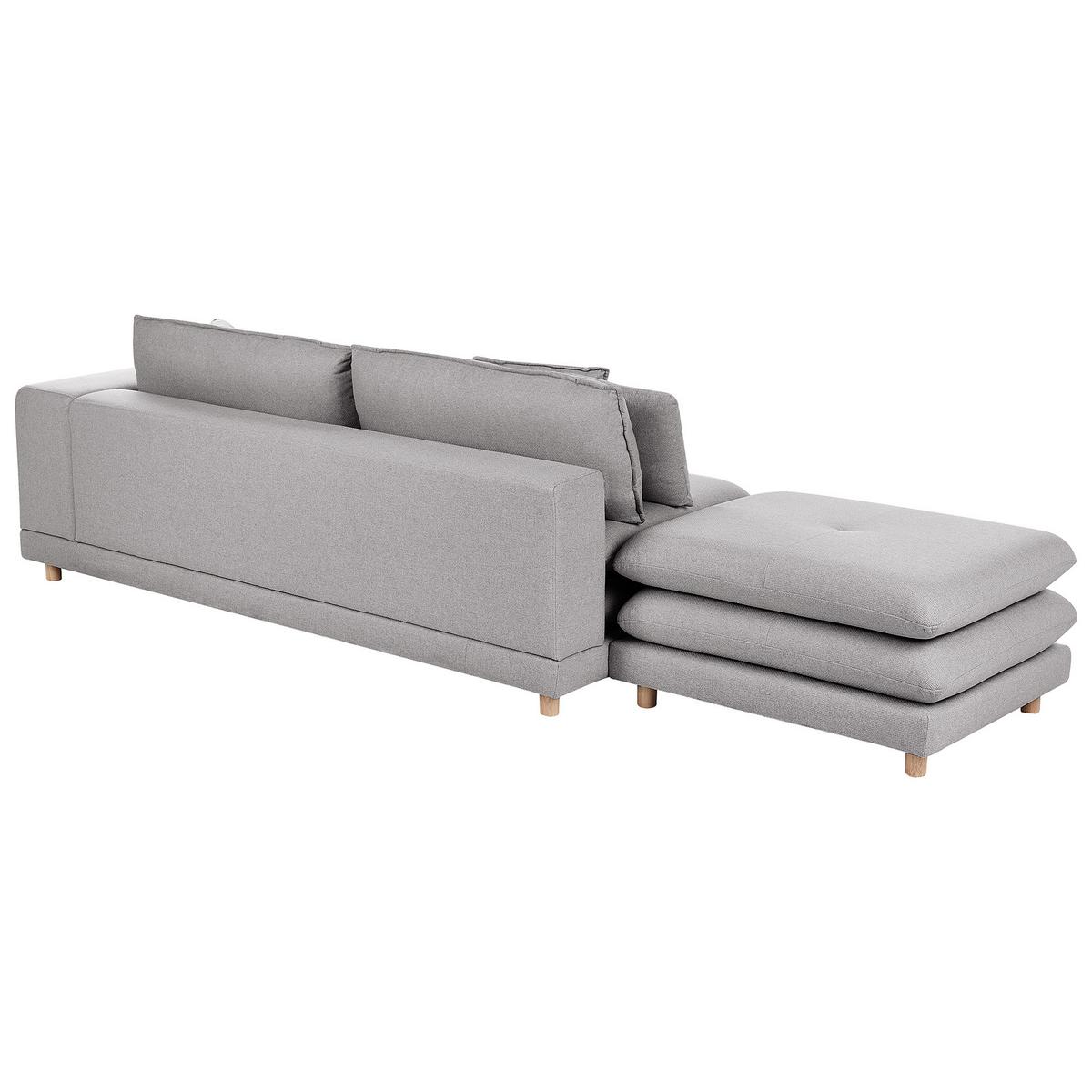 2-SITZER-SOFA mit Ottomane Stoff Grau Heden - Dunkelgrau/Braun, Textil (197/81/86cm) - Beliani