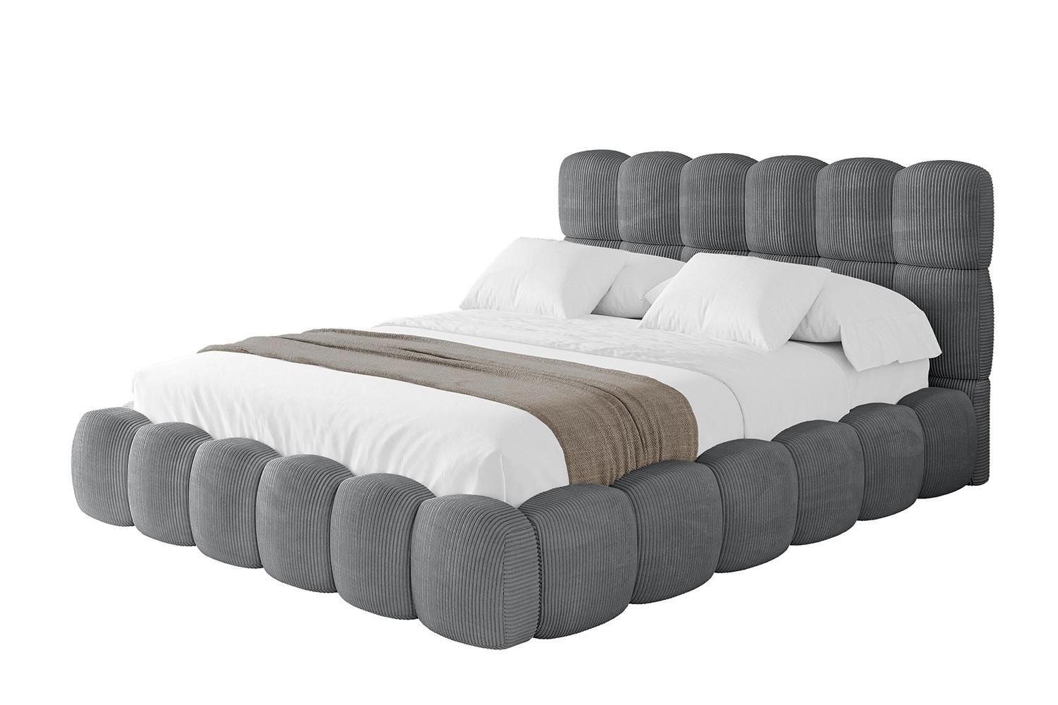 POLSTERBETT mit Bettkasten und Lattenrost, Boxbett ohne Matratze - LEYA 180x200 Dunkelgrau - Anthrazit, Holzwerkstoff/Textil (180/200cm) - ALTDECOR