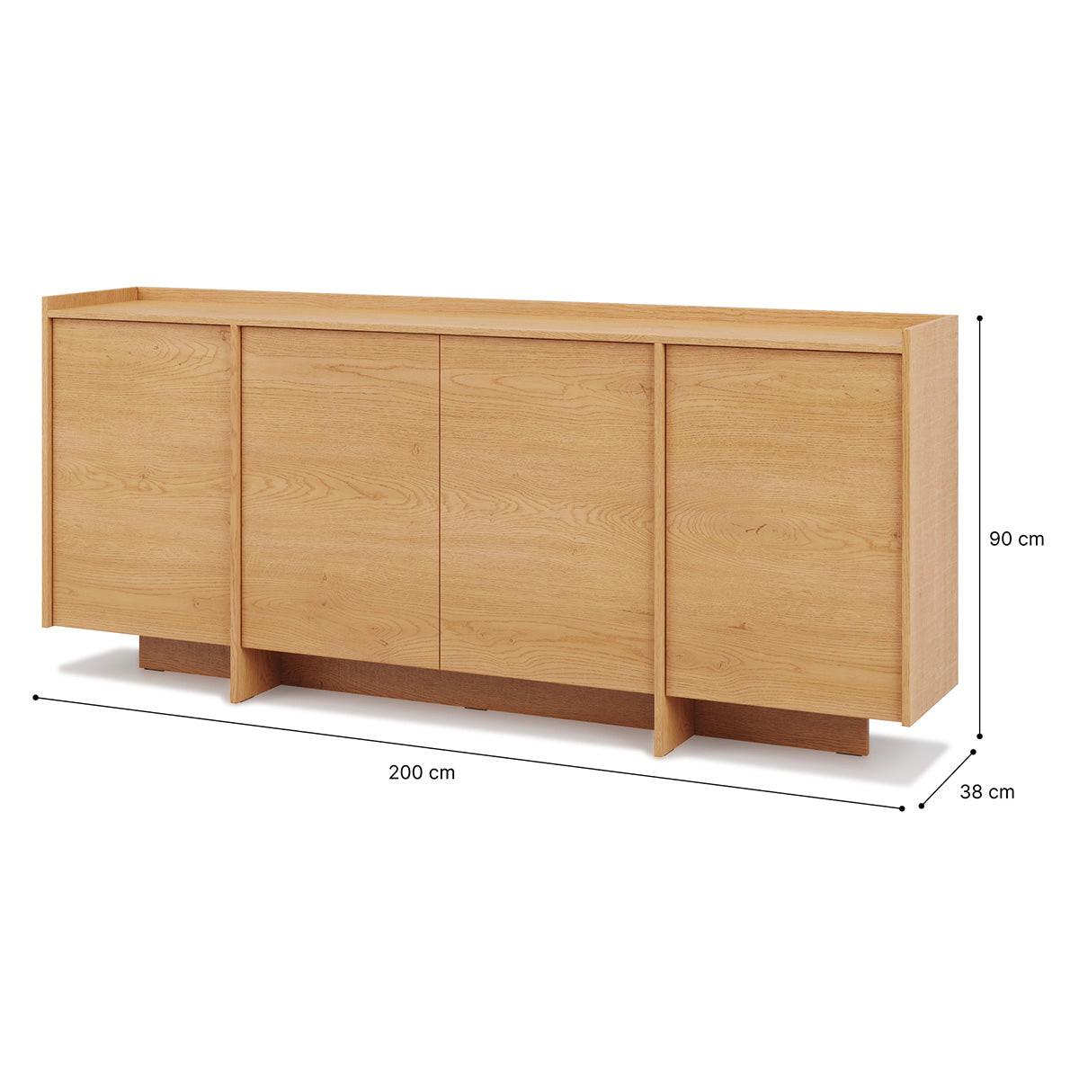 SIDEBOARD Japandi Holz - Braun, Holzwerkstoff (200.1/89.6/38cm) - Petits-meubles