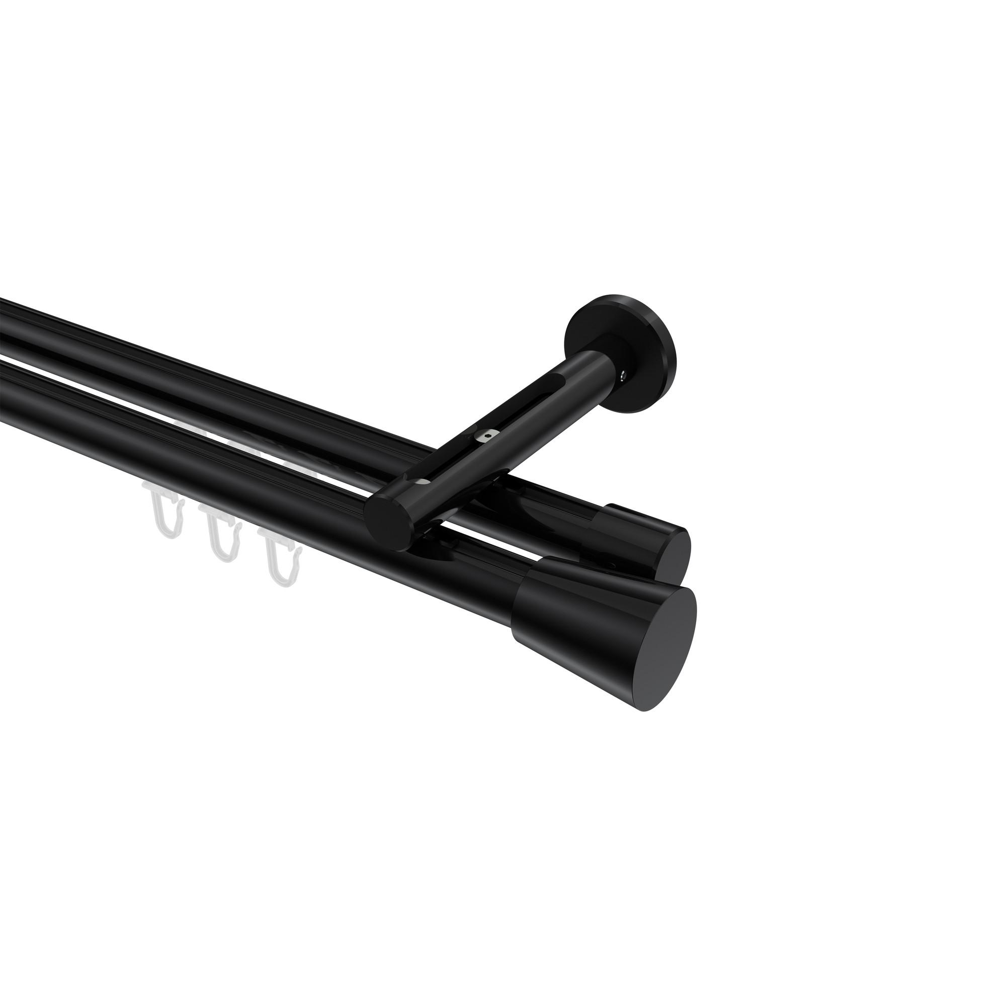 GARDINENSTANGE INNENLAUF Siteno Sitra 280 cm (geteilt in 2 x 140 cm), 2-läufig, 20 mm Ø Schwarz - Schwarz, Metall (280cm) - INTERDECO