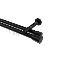 GARDINENSTANGE INNENLAUF Siteno Sitra 280 cm (geteilt in 2 x 140 cm), 2-läufig, 20 mm Ø Schwarz - Schwarz, Metall (280cm) - INTERDECO