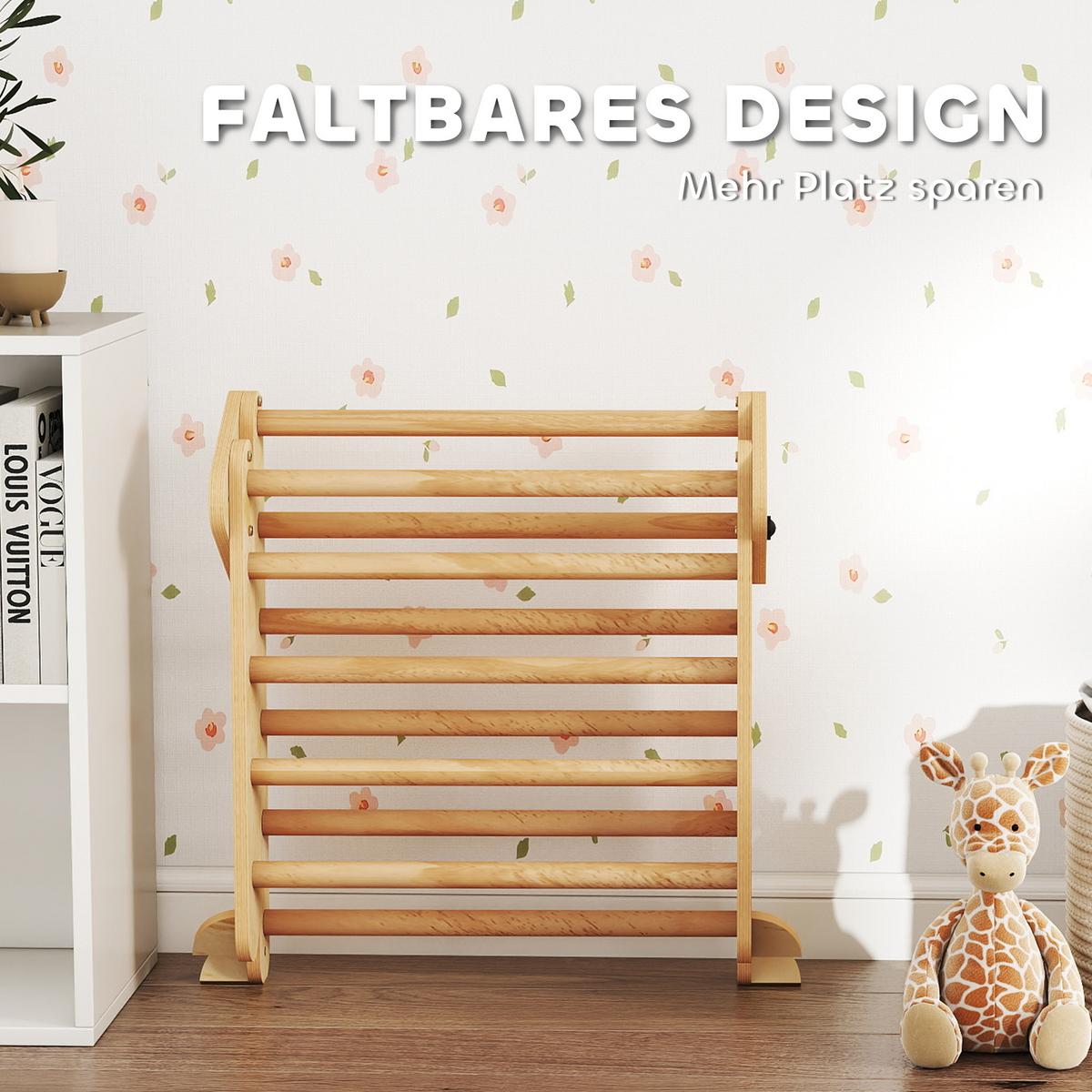 MONTESSORI-KLETTERGERÜST Holz Kletterdreieck mit Kletterbogen 7-in-1 - Naturfarben, Holz (70/59/188cm) - AIYAPLAY