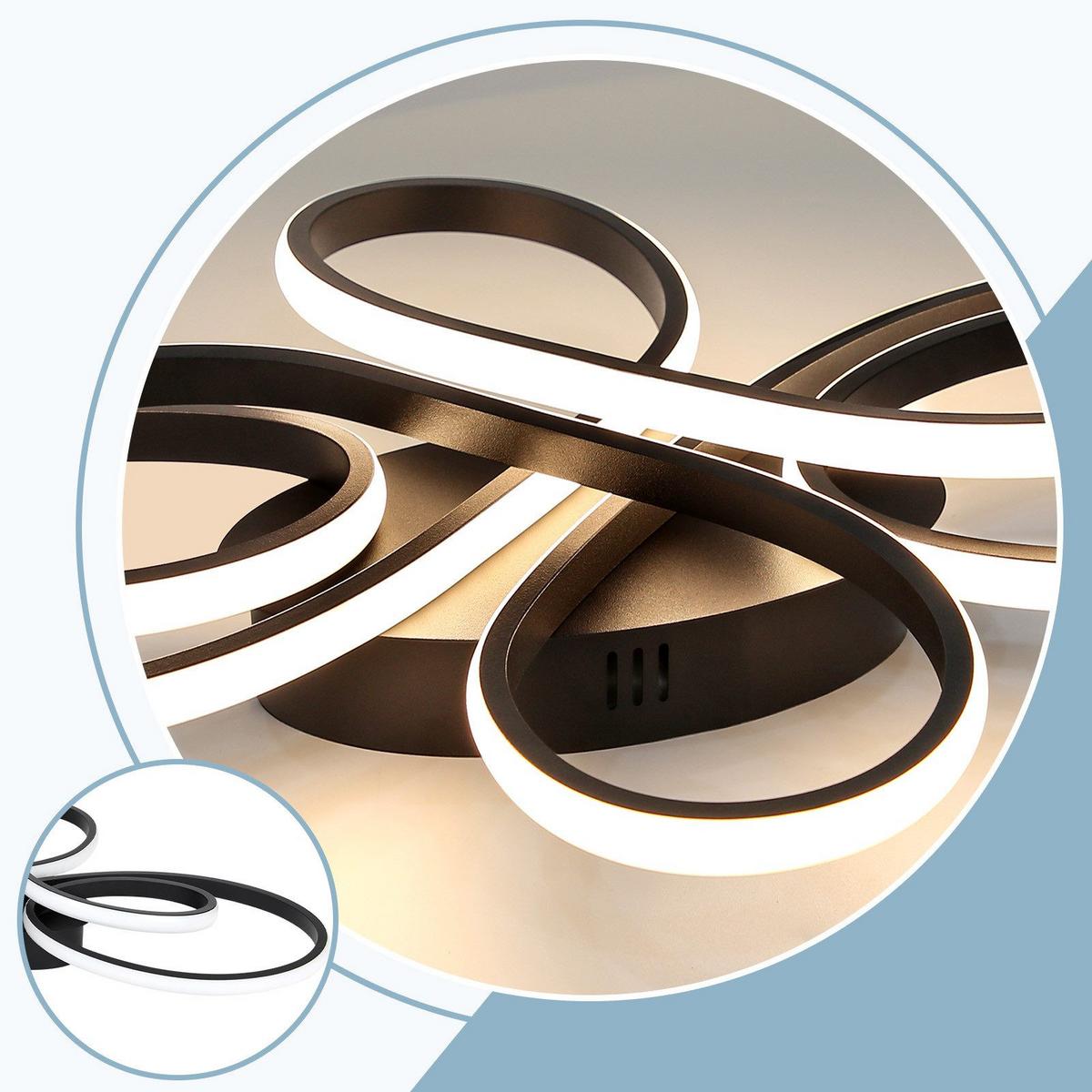 LED-DECKENLEUCHTE Falterstil 66/41/10 cm - Schwarz, Metall (66/41/10cm) - Nettlife