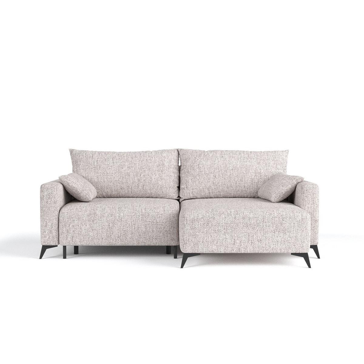ECKSOFA NUVIO mit Schlaffunktion Beige im Neve Stoff - Beige/Schwarz, Holz/Holzwerkstoff (239/148cm) - AltaBeds