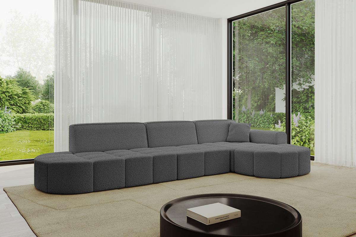 ECKSOFA Ottomane Rechts LIVO-L2 - 337x173x79,5 cm Grau - Grau, Holzwerkstoff/Textil (337/173cm) - ALTDECOR