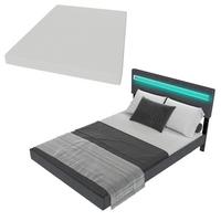 SCHWEBEBETT Lissabon Dunkelgrau 140/200 cm Leinen mit Matratze - Dunkelgrau, Textil (140/200cm) - Juskys