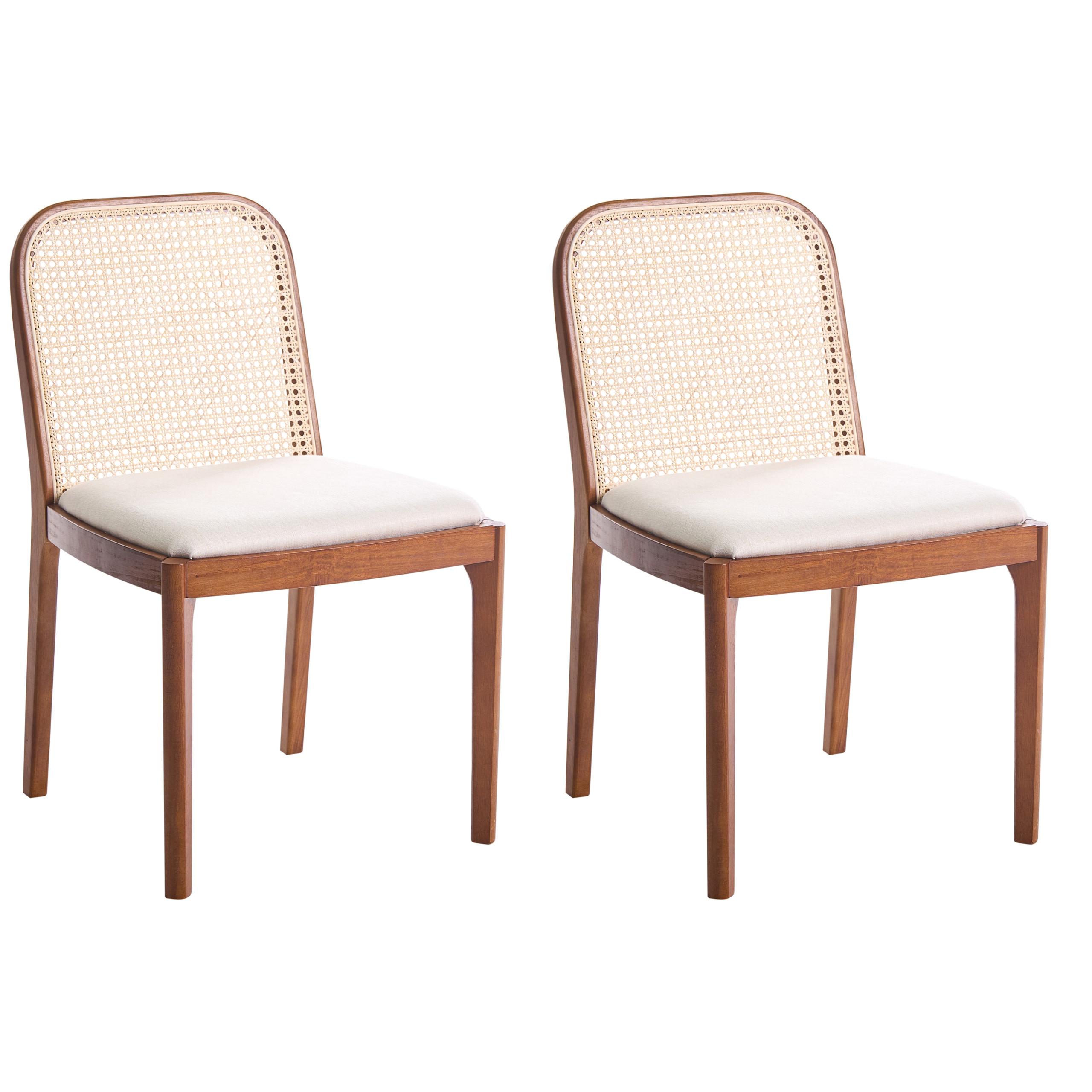 ESSZIMMERSTUHL 2er-Set Stoff Braun/Beige Edina - Beige, Textil (50/80/54cm) - Beliani
