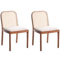 ESSZIMMERSTUHL 2er-Set Stoff Braun/Beige Edina - Beige, Textil (50/80/54cm) - Beliani