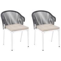 STUHL 2er-Set und Sitzkissen Metall Grau Paranea - Dunkelgrau/Beige, Metall (46/80/47cm) - Beliani