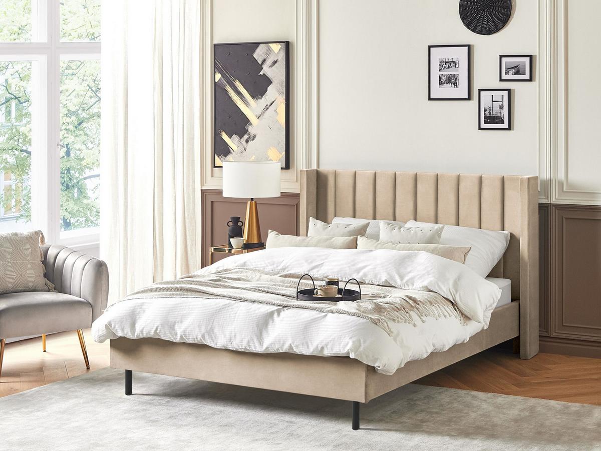BETT mit Lattenrost 140x200 cm Beige Villette - Beige, Textil (140/200cm) - Beliani