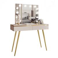 SCHMINKTISCH AURORA-S ELITE in KASCHMIR mit Spiegel - Kaschmir/Goldfarben, Holzwerkstoff/Metall (102/145/44cm) - Lookway