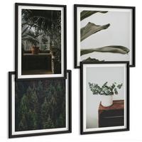 BILDER SET 4er Set - 50x50 cm & 40x60 cm Schwarzer Rahmen - Rustikale Topfpflanzen - Schwarz, Kunststoff (50/50cm) - TULUP