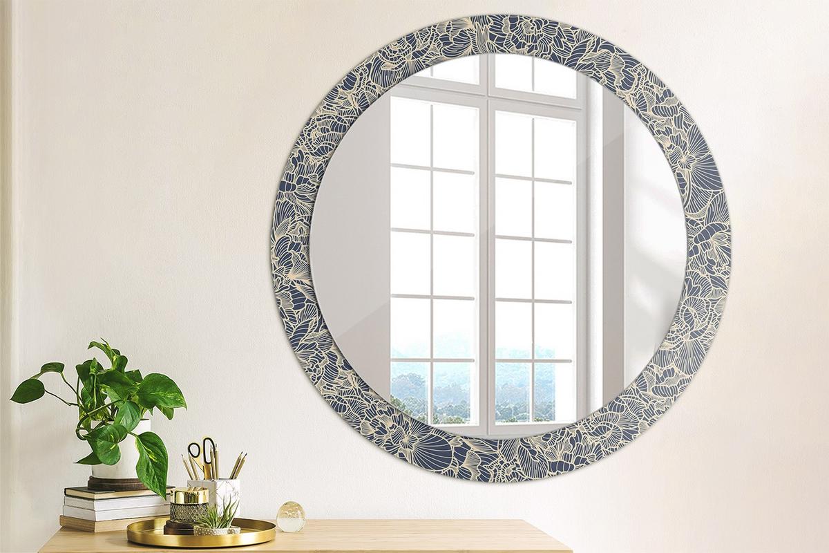 SPIEGEL Rund Ø 80 cm mit Aufdruck - Dunkelblau, Glas (80/80/0.4cm) - Wallfluent