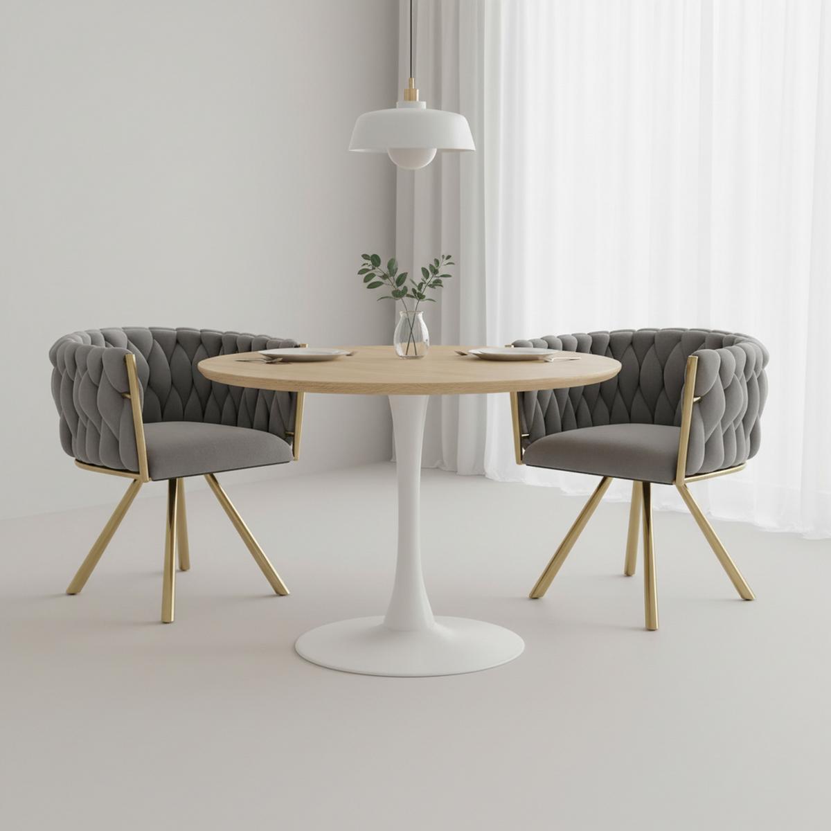 ESSZIMMERSTUHL 2er-Set Samt, 360° Drehbar, Metallbeine, Grau & Gold Luxus-Stuhl für Wohnzimmer & Schlafzimmer - Grau, Textil/Metall (59/72/54cm) - Urban Meuble
