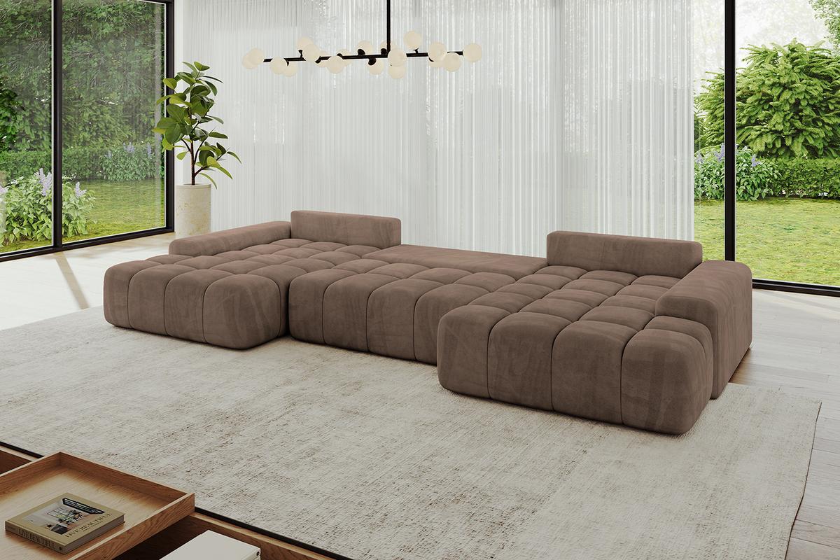 WOHNLANDSCHAFT ENSI-U - 353x164x69 cm Braun - Braun, Holzwerkstoff/Kunststoff (357/69/164cm) - ALTDECOR