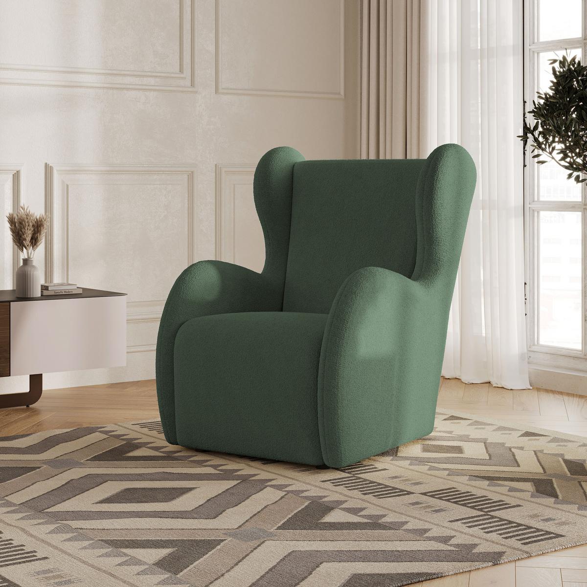 SESSEL MASTI Polstersessel Loungesessel ergonomisch, Grün - Grün, Holzwerkstoff/Kunststoff (74/100/86cm) - MASSENO
