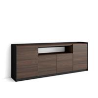 SIDEBOARD, Highboard, Dunkler Eiche und Schwarz, 207/37/80cm - Hellbraun, Holzwerkstoff (207/80/37cm) - Skraut Home