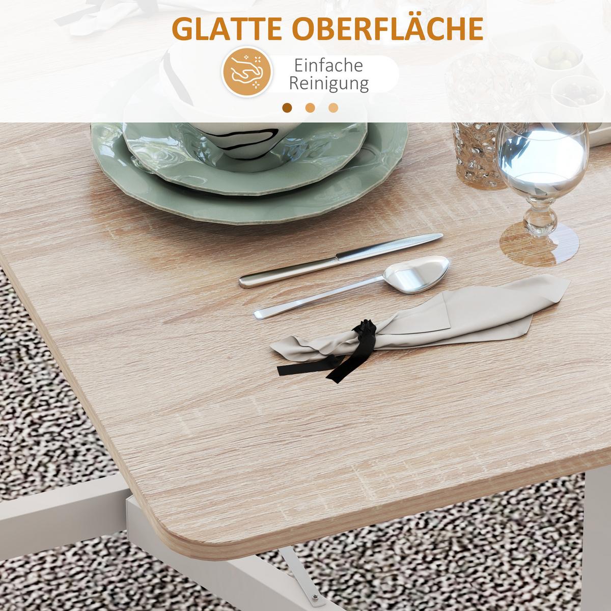 ESSTISCH, Küchentisch mit Rollen, Klapptisch für 4-6 Personen, für Küche, Eiche - Eichefarben/Schwarz, Holzwerkstoff/Metall (120/80/73cm) - HOMCOM