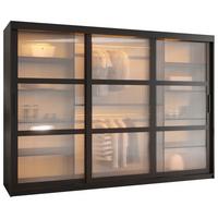 SCHWEBETÜRENSCHRANK 200/250/62 3-türig - Schwarz, Holz/Kunststoff (250/200/62cm) - Abiks Möbel