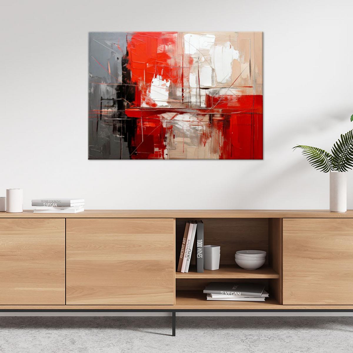 LEINWANDBILD Abstraktion 100x70cm - Rot, Textil (100/70cm) - Feeby