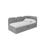 EINZELLBETT Jugendbett mit Bettkasten, Links - ALVY 100x200 Grau - Hellgrau, Holzwerkstoff/Textil (100/200cm) - ALTDECOR
