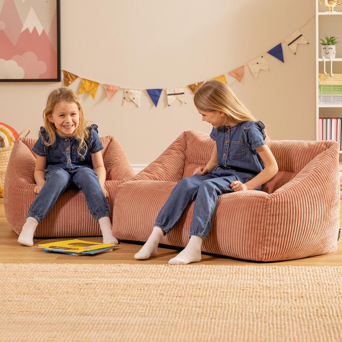 KINDERSOFA mit Sitzsack Sessel Cecilia - Pink, Textil (140/44/55cm) - icon