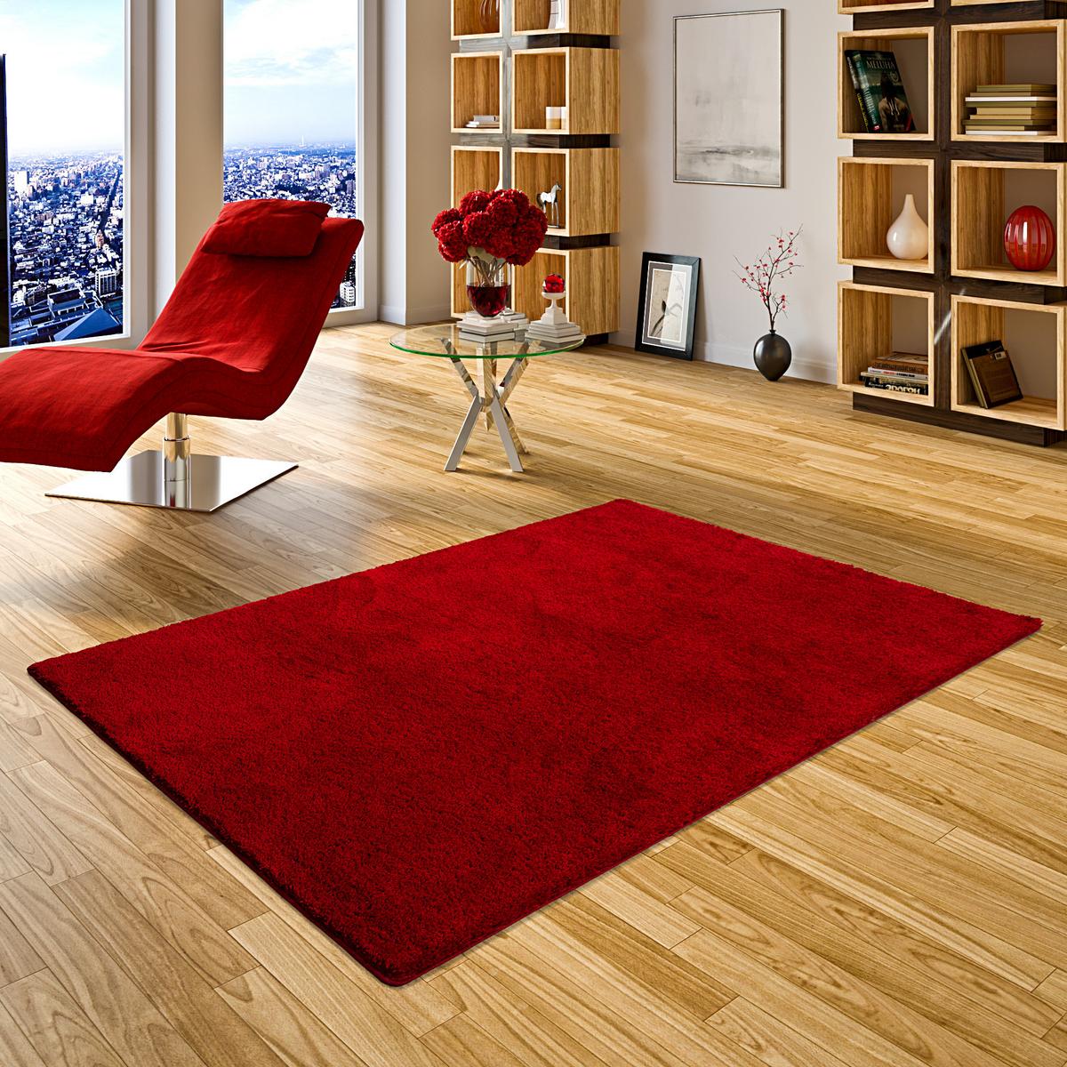 HOCHFLOR SHAGGY TEPPICH PALACE - Weinrot, Textil (200/200cm) - Snapstyle