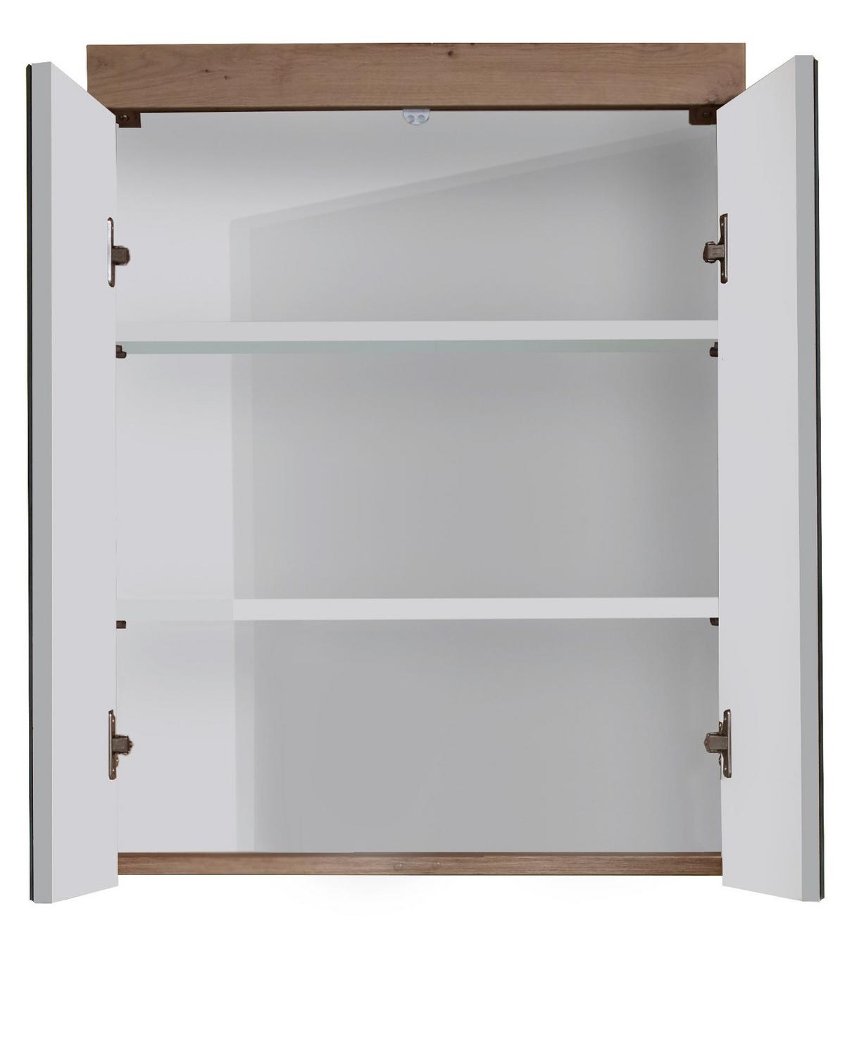 SPIEGELSCHRANK Asteiche 60 x 77 cm 2-türig, Badschrank modern - Eichefarben, Glas/Holzwerkstoff (60/77/17cm) - Top.Furn