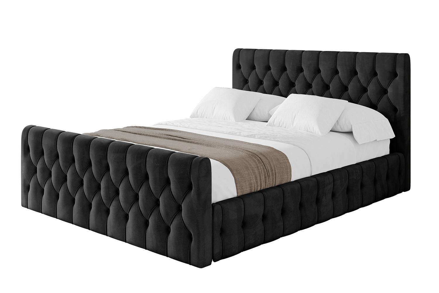 POLSTERBETT mit Bettkasten, Fußteil und Lattenrost, Boxbett ohne Matratze - LARO-Z 200x200 Schwarz - Schwarz, Holzwerkstoff/Textil (200/200cm) - ALTDECOR